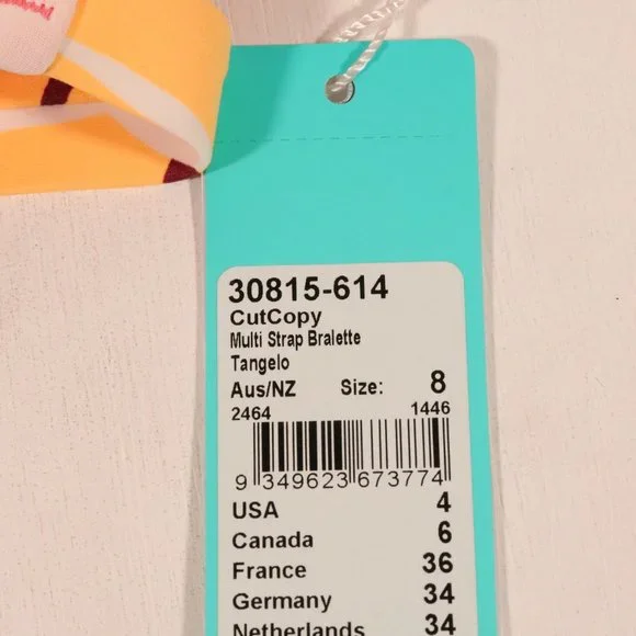 NWT Seafolly X Revolve Cut Copy Multi Strap Bralette in Tangelo - Picture 12 of 15